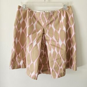 Trina turk tan and pink geometric print skirt